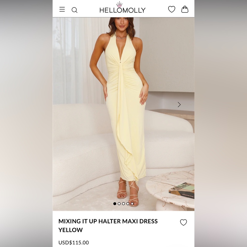 Hello molly mixing it up halter maxi dress yellow is size 4 au 8